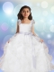 Square Sashes Floor-length 2014 Flower Girl Dress with Lace and Ruffles