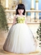 White A-Line Tulle Straps Floor-length Hand Made Flowers Little Girl Dress for 2014