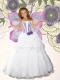 White Strapless Hand Made Flowers Organza Little Girl Pageant Dress