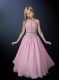 Wonderful A-line Halter Floor-length Little Girl Pageant Dress in Pink