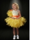 Yellow Sashes Asymmetrical Ball Gown Little Girl Dress with Beading and Ruffles