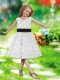 2014 A-Line V-neck Knee-length Flower Girl Dress with Belt