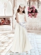 2014 Beautiful Column Square Champagne Flower Girl Dresses with Ruching