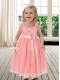 2014 Modest Square Ankle-length Watermelon Flower Girl Dress with Ribbons