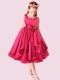 2014 Red A-Line Scoop Tea-length Bowknot Flower Girl Dresses