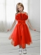 2014 Red Elegant A-Line Straps Flower Girl Dress with Bowknot