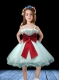 Amazing White Spaghetti Straps A-Line Short Flower Girl Dress with Bowknot