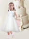 Beautiful A-Line Scoop Flower Girl Dress with Hand Made Flowers Belt in White for 2014