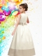 Champagne Scoop Floor-length Flower Girl Dress with Bowknot