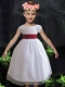 Elegant A-Line Bateau White Bowknot Flower Girl Dress with Short Sleeves 2014