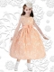 Elegant Ball Gown Sleeveless Tea-length Flower Girl Dress in Orange