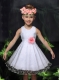 Fashionable A-Line Scoop Flower Girl Dress with Hand Made Flowers in White for 2014