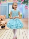 Fitted Light Blue A-Line V-neck Flower Girl Dresses For 2014