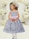 Formal Scoop Tea-length Grey Flower Girl Dress in Grey