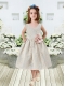 Natural Scoop Sleeveless Tea-length Flower Girl Dress with Zipper-up