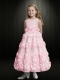 Pink A-Line Scoop 2014 Elegant Flower Girl Dress with Hand Made Flowers