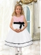 Popular A-Line Scoop Tea-length Flower Girl Dresses with Bowknot