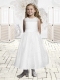 Smart White Scoop Ankle-length Flower Girl Dress with Embroidery