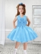The Super Hot V-neck Knee-length Flower Girl Dress with Beading and Appliques