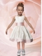 White A-Line Scoop Ribbons Knee-length Flower Girl Dress with Ribbons