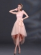 2015 Bowknot High Low Lace Up Dama Dress with One Shoulder  2015 Bowknot High Low Lace Up Dama Dress with One Shoulder