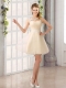 2015 Decent Straps Appliques Dama Dress with Mini Length