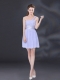 2015 Ruching and Belt Chiffon Dama Dress in Lavender