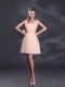 2015 Sweet Belt Mini Length Dama Dresses with V Neck