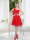 2015 The Most Popular One Shoulder A Line Dama Dresses with Ruching