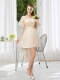 Lace High Low Short Sleeves Dama Dress with One Shoulder