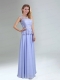 Lavender Belt and Lace Empire 2015 Dama Dress with Bateau