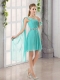 One Shoulder A Line Beading and Ruching Dama Dress with Lace Up