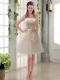Popular Champagne Strapless Princess Bowknot Dama Dresses for 2015