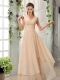 Ruching V Neck Chiffon Dama Dresses in Champagne