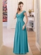2015 Empire Turquoise Dama Dress with V Neck