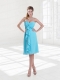 Empire Sweetheart Ruching Knee Length 2015 Baby Blue Dama Dresses