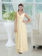 Empire V Neck Chiffon Dama Dress with Appliques and Ruching