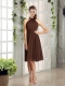 Ruching Chiffon Halter Hand Made Flowers Dama Dress in Brown