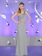 Decent Column Ruching Grey Dama Dress with One Shoulder