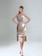 Ruching and Paillette Champagne Dama Dress with Sweetheart