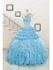 2015 Baby Blue One Shoulder Sweet 15 Dresses with Beading