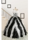 2015 Black and White Sweetheart Dress for Quinceanera with Ruffles