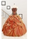 2015 Cheap Appliques Quinceanera Dresses in Orange Red and Black