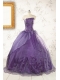 2015 Discount Purple Strapless Appliques Quinceanera Dresses