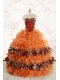 2015 Exquisite Sweetheart Leopard Quinceanera Dresses in Orange