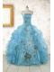 2015 New Style Ruffles Embroidery Strapless Quinceanera Dresses in Baby Blue