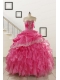 2015 Pretty Appliques and Ruffles Quinceanera Gowns in Hot Pink