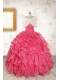 2015 Pretty Beading and Ruffles Hot Pink Quinceanera Dresses with Strapless