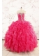 2015 Pretty Beading Sweet 15 Dresses in Hot Pink
