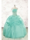 2015 Pretty Puffy Apple Green Sweet 16 Dresses with Beading